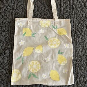 Lemon Print Canvas Tote Bag